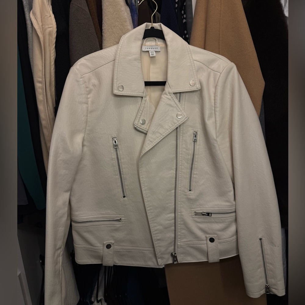 Topshop Off-White faux Leather Jacket